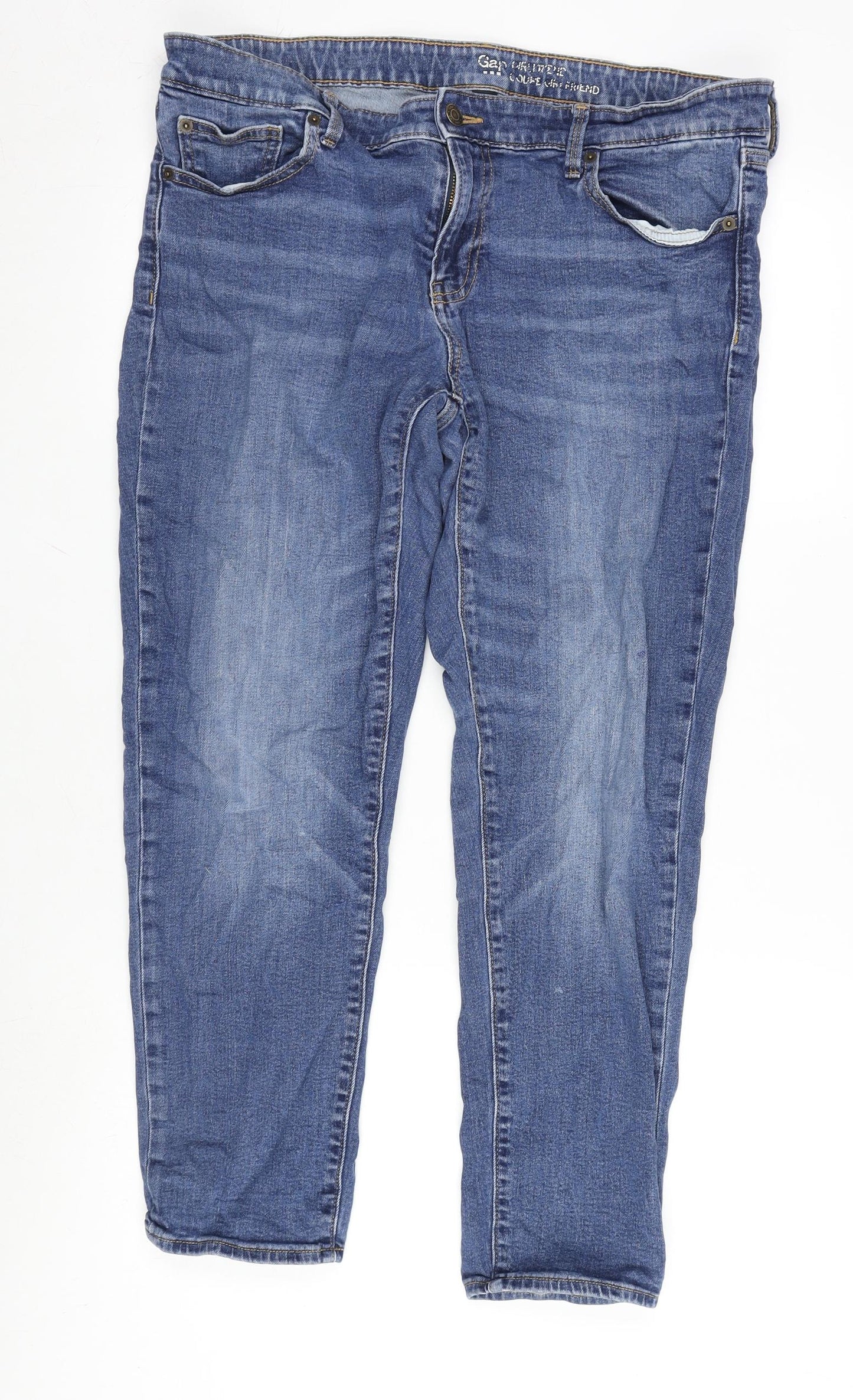 Gap Womens Blue Cotton Blend Straight Jeans Size 10 L25.5 in Regular Zip