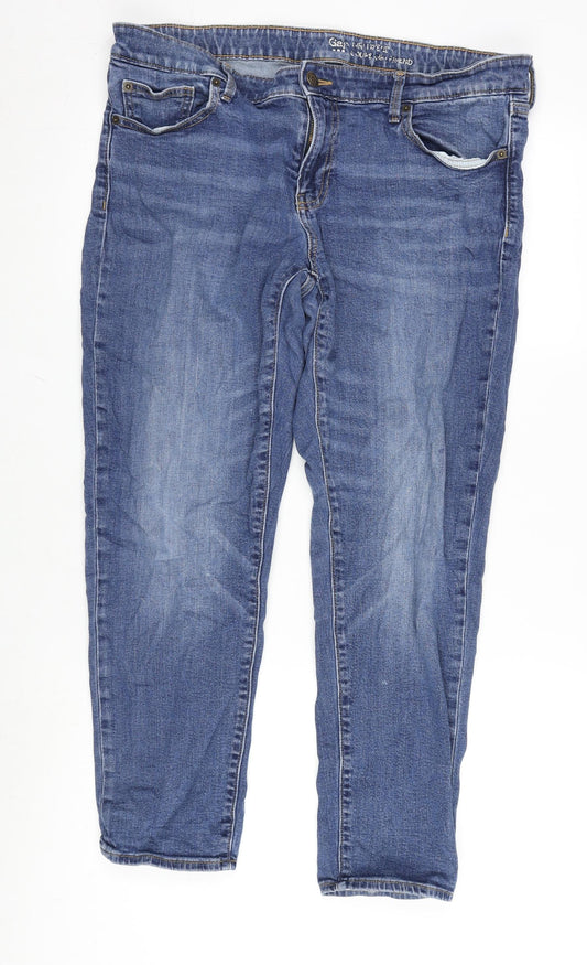 Gap Womens Blue Cotton Blend Straight Jeans Size 10 L25.5 in Regular Zip