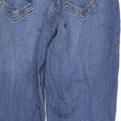 Gap Womens Blue Cotton Blend Straight Jeans Size 10 L25.5 in Regular Zip