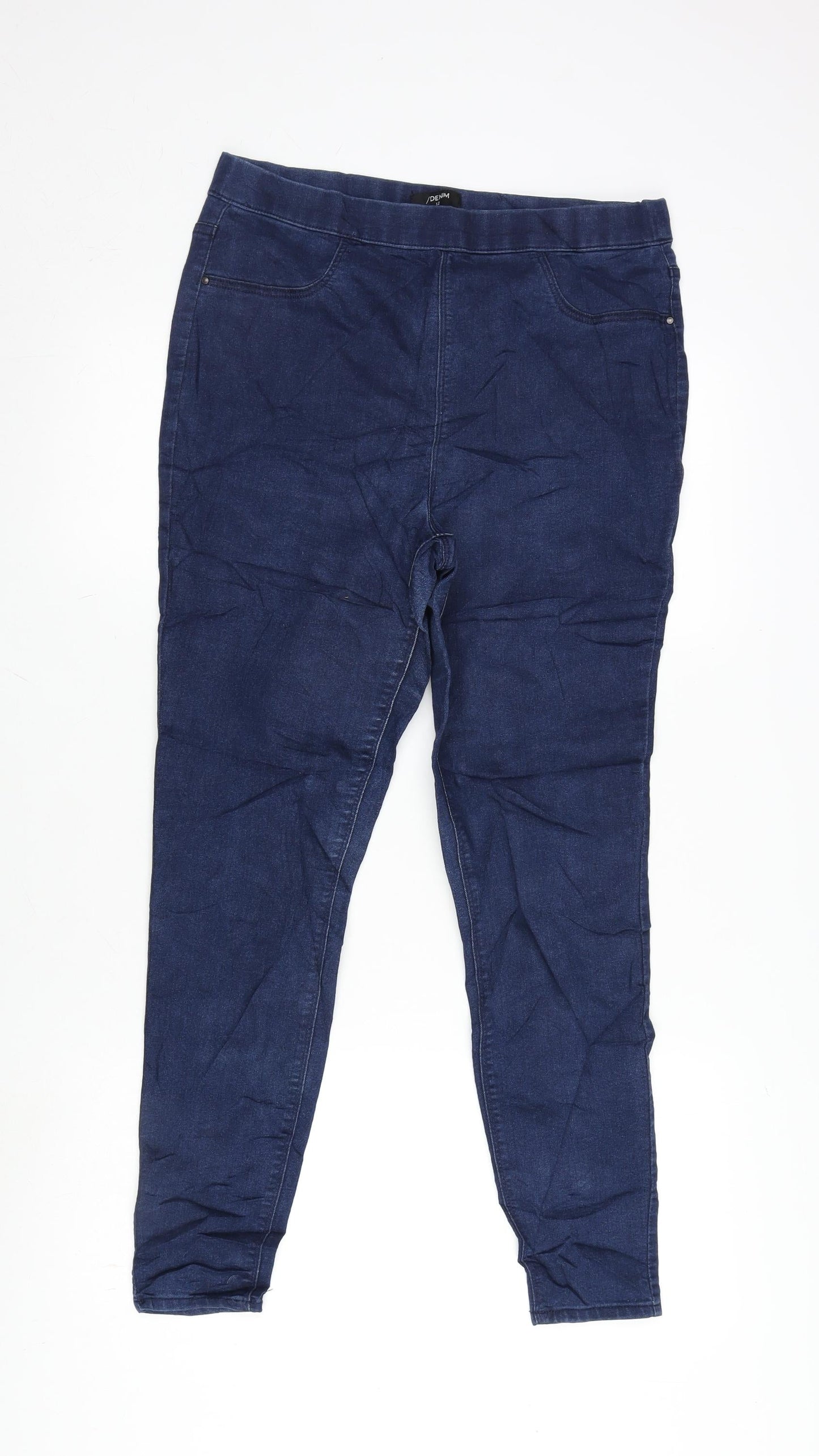 F&F Womens Blue Cotton Blend Jegging Jeans Size 12 L26.5 in Regular