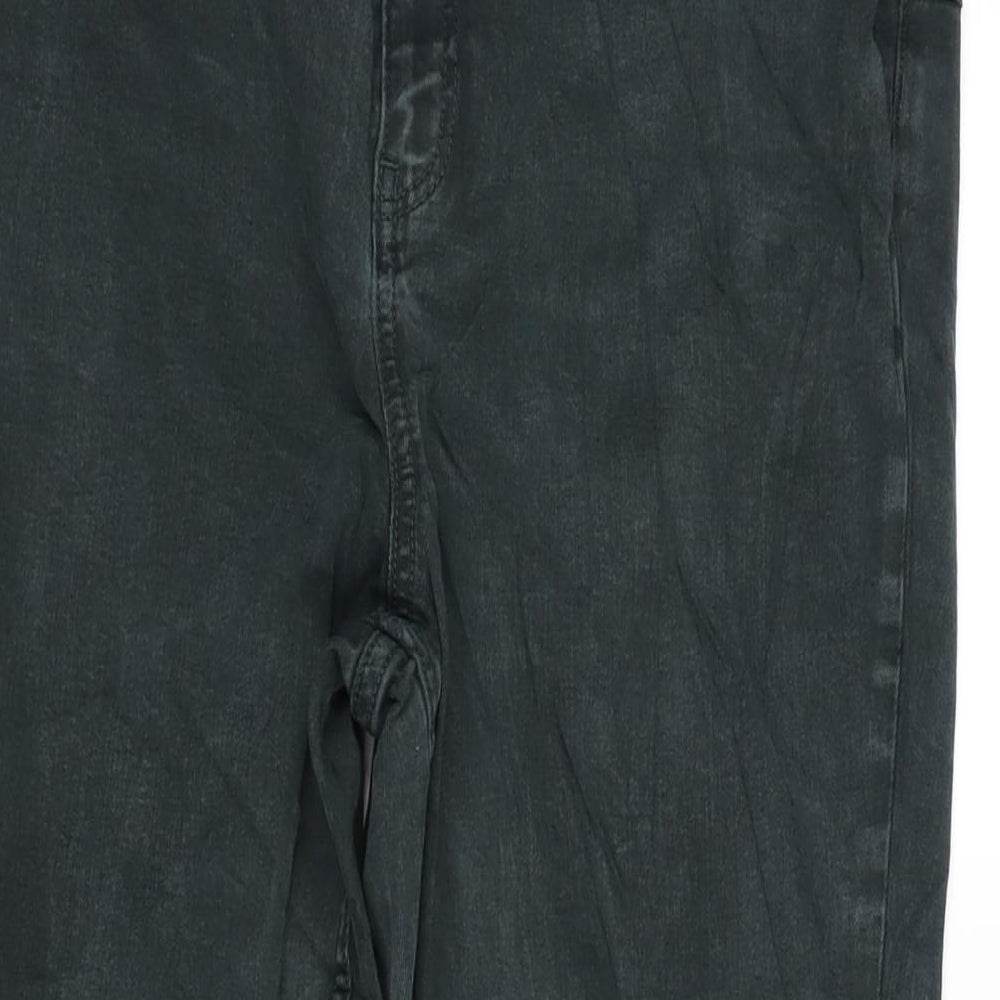 F&F Womens Green Cotton Blend Tapered Jeans Size 14 L26.5 in Regular Zip