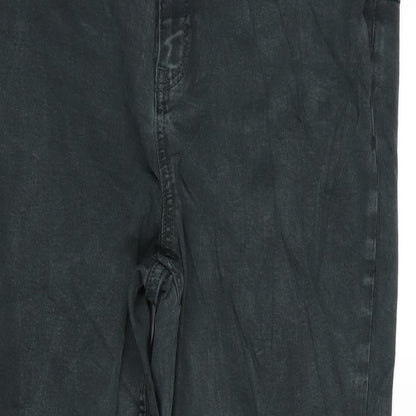 F&F Womens Green Cotton Blend Tapered Jeans Size 14 L26.5 in Regular Zip