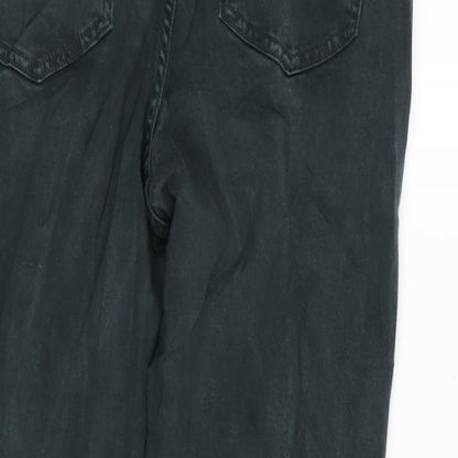 F&F Womens Green Cotton Blend Tapered Jeans Size 14 L26.5 in Regular Zip