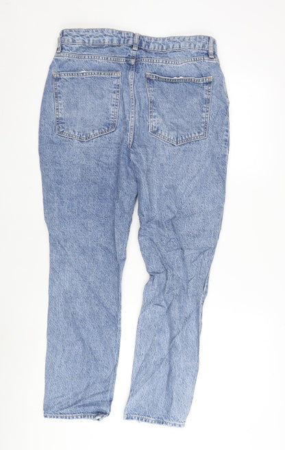 NEXT Womens Blue Cotton Blend Straight Jeans Size 12 L26 in Regular Zip