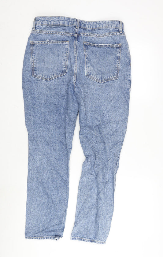NEXT Womens Blue Cotton Blend Straight Jeans Size 12 L26 in Regular Zip