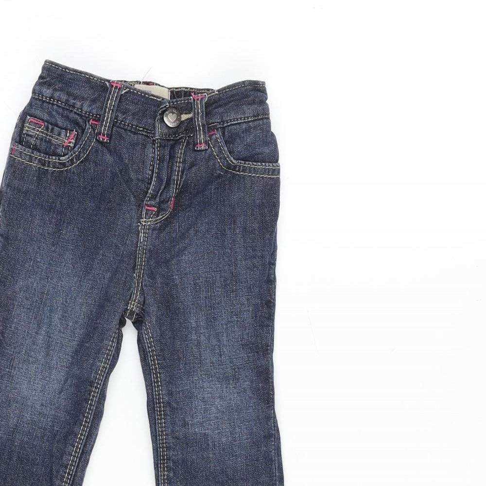 Gap Boys Blue Cotton Capri Jeans Size 3-6 Months Snap - Inside leg 8in - Waist 8 inches.