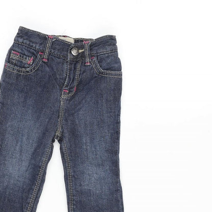 Gap Boys Blue Cotton Capri Jeans Size 3-6 Months Snap - Inside leg 8in - Waist 8 inches.