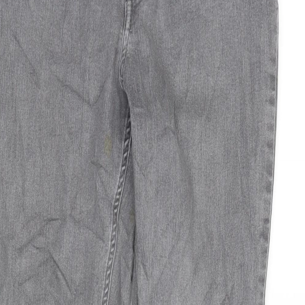 H&M Girls Grey Cotton Straight Jeans Size 13-14 Years L27.5 in Regular Zip