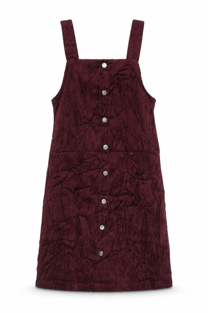 New Look Womens Purple Cotton Pinafore/Dungaree Dress Size 8 Square Neck Button