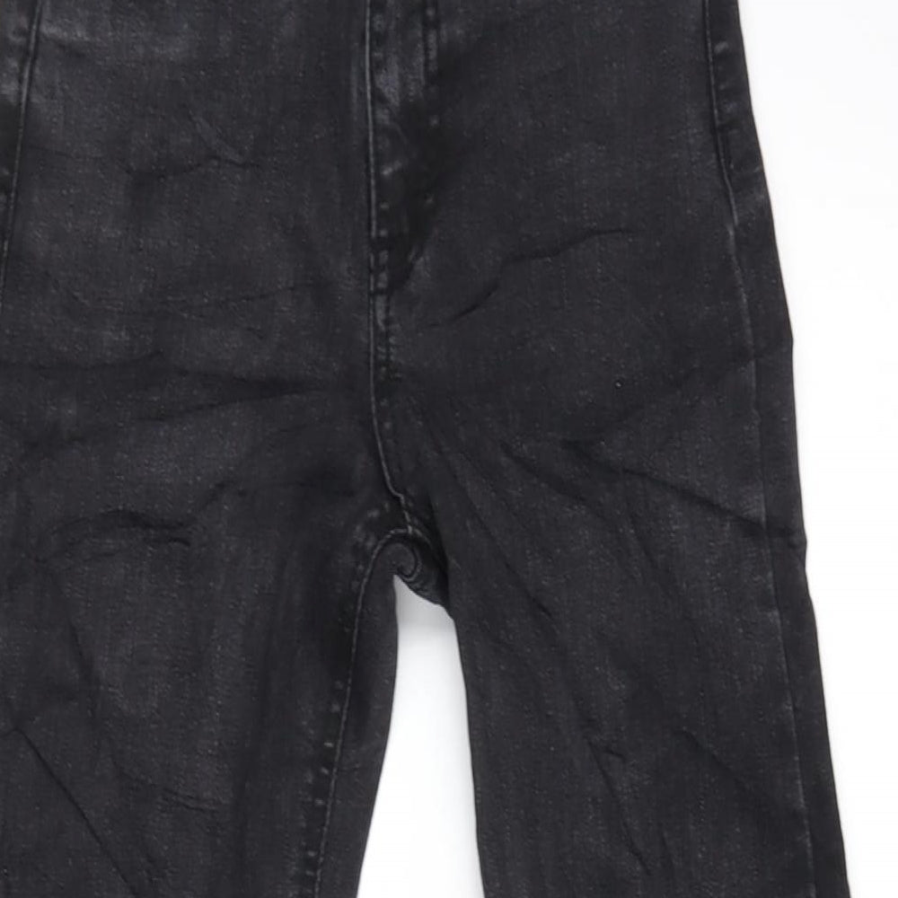 Pull&Bear Womens Grey Cotton Blend Flared Jeans Size 4 L28.5 in Regular Zip