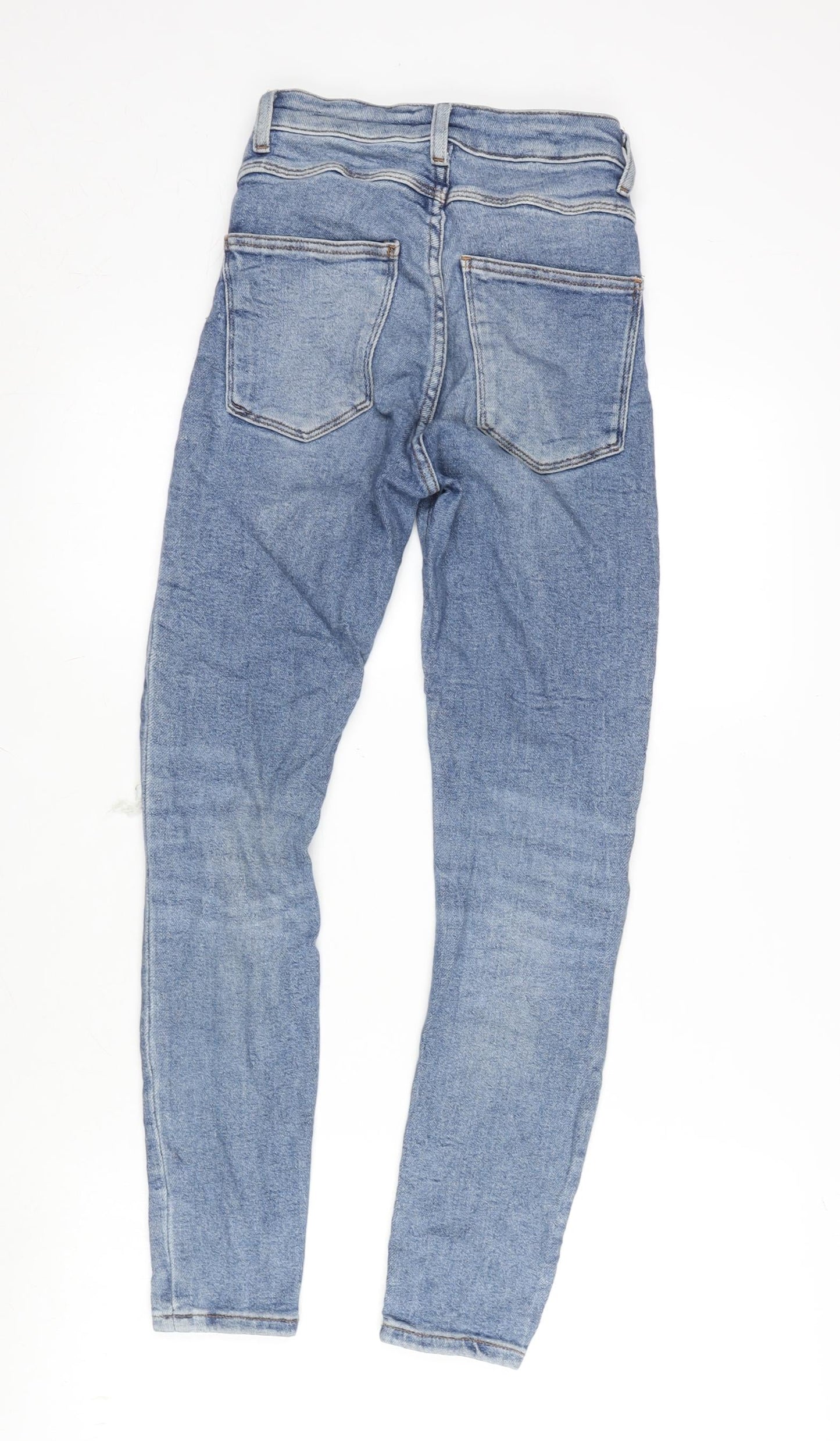 Zara Womens Blue Cotton Blend Tapered Jeans Size 6 L26 in Regular Zip