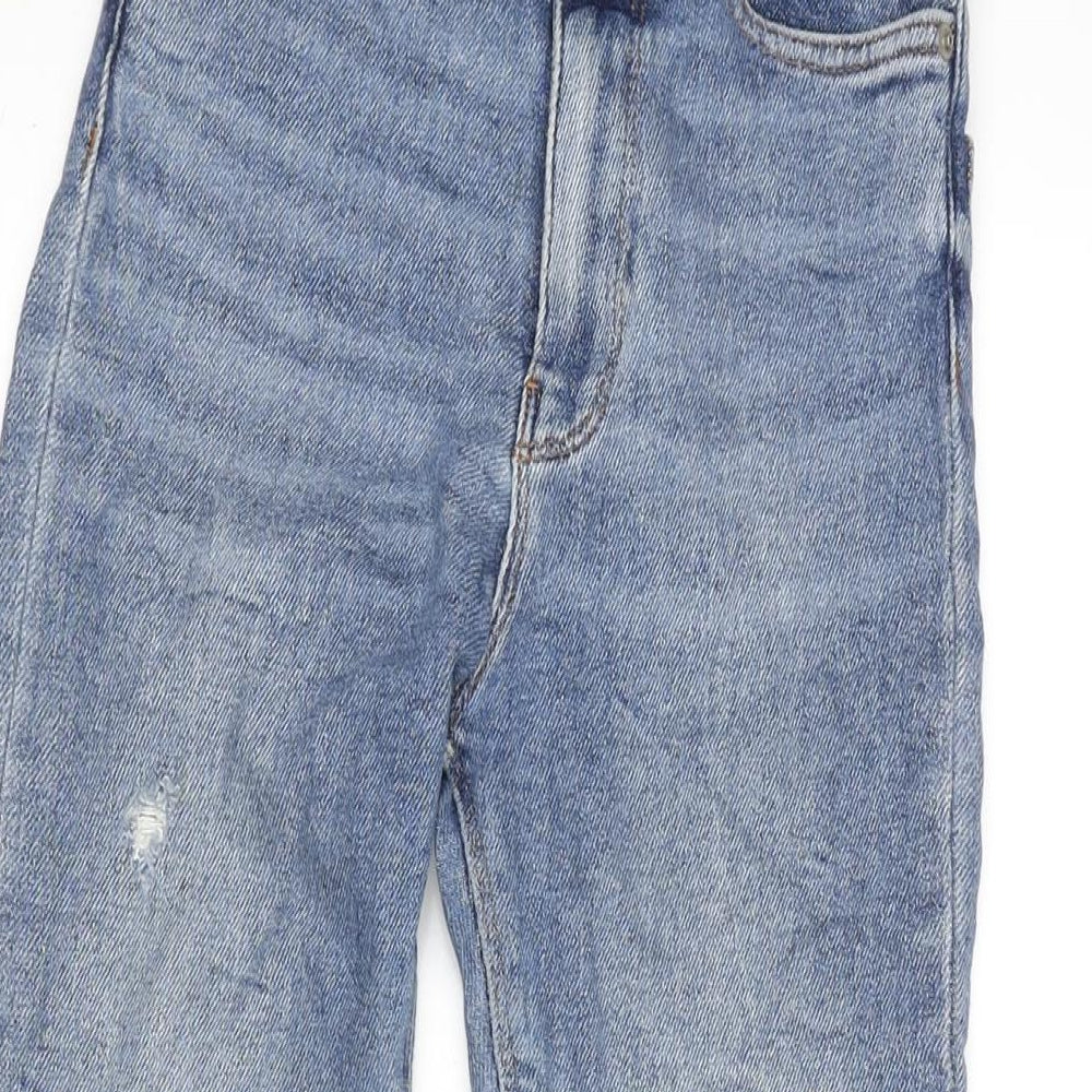 Zara Womens Blue Cotton Blend Tapered Jeans Size 6 L26 in Regular Zip