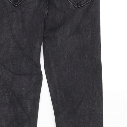 Denim & Co. Womens Grey Cotton Blend Tapered Jeans Size 8 L26 in Regular Zip