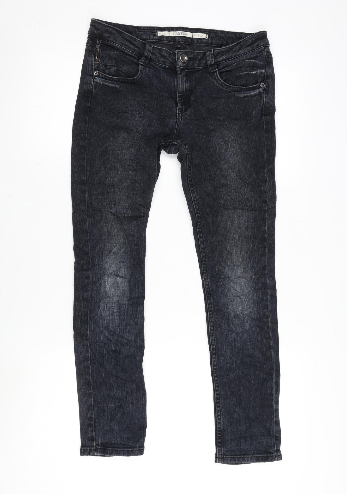 Topshop Womens Blue Cotton Blend Straight Jeans Size 28 in L26 in Regular Zip