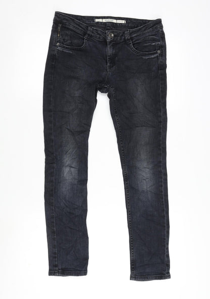 Topshop Womens Blue Cotton Blend Straight Jeans Size 28 in L26 in Regular Zip