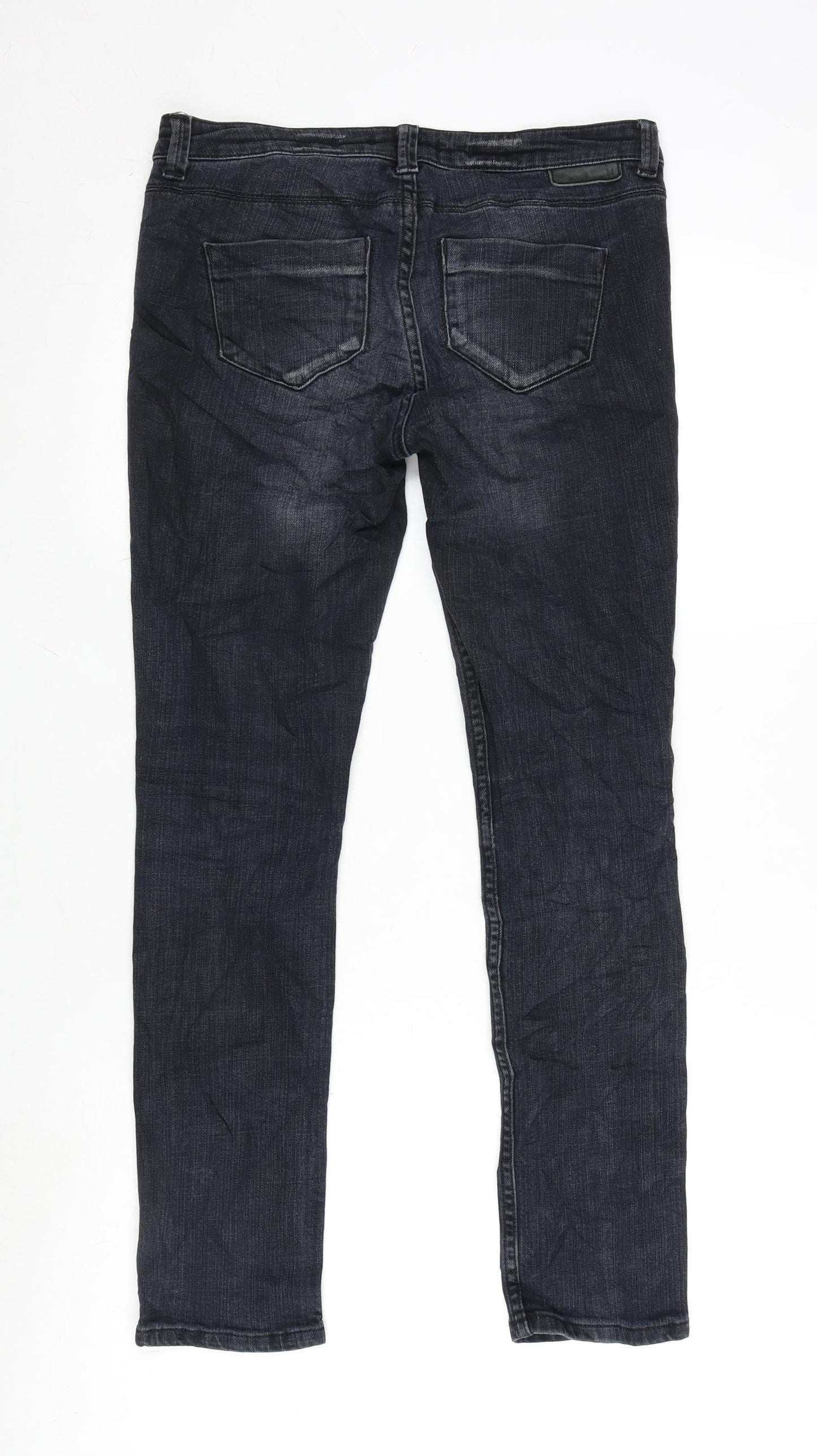 Topshop Womens Blue Cotton Blend Straight Jeans Size 28 in L26 in Regular Zip