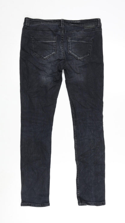 Topshop Womens Blue Cotton Blend Straight Jeans Size 28 in L26 in Regular Zip