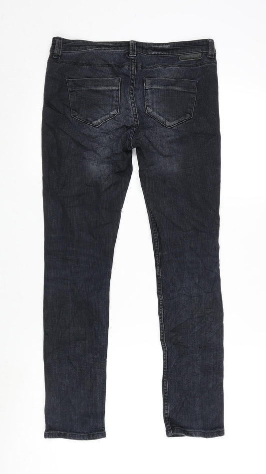 Topshop Womens Blue Cotton Blend Straight Jeans Size 28 in L26 in Regular Zip