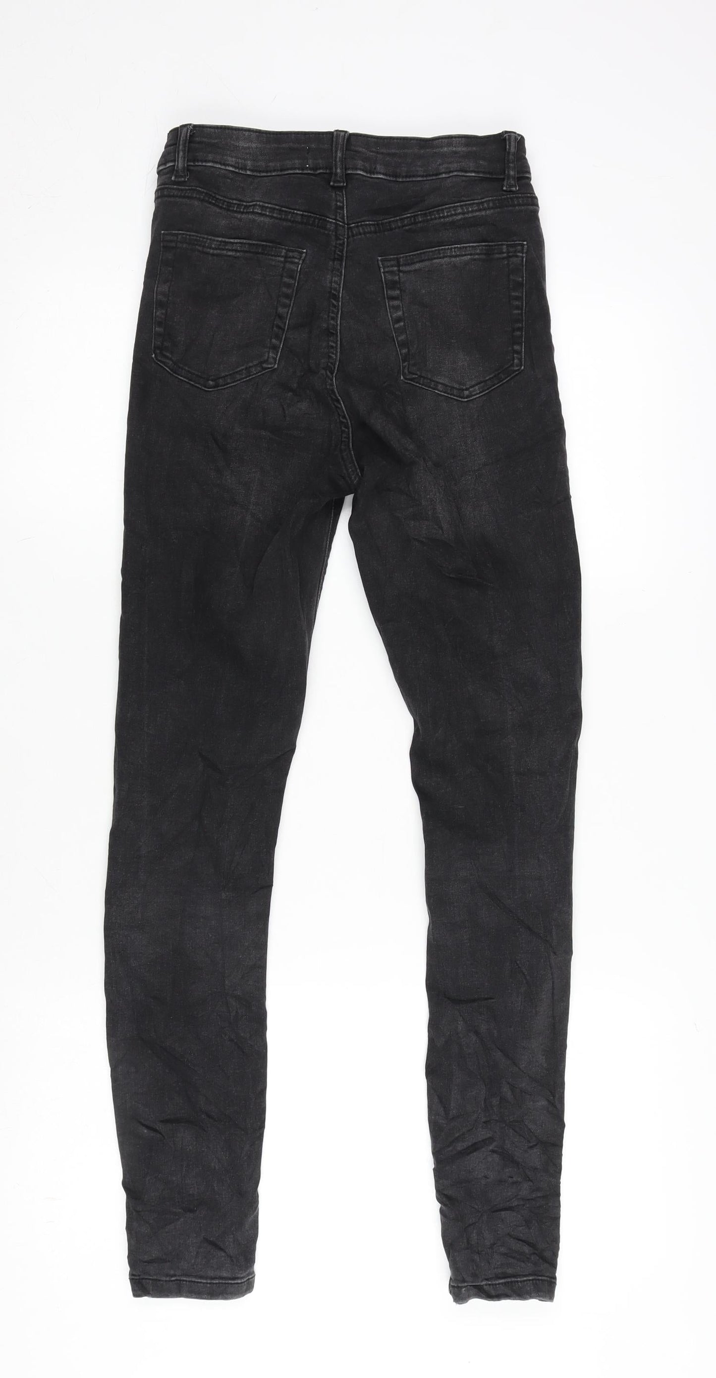 Denim & Co. Womens Grey Cotton Blend Tapered Jeans Size 8 L28 in Regular Zip