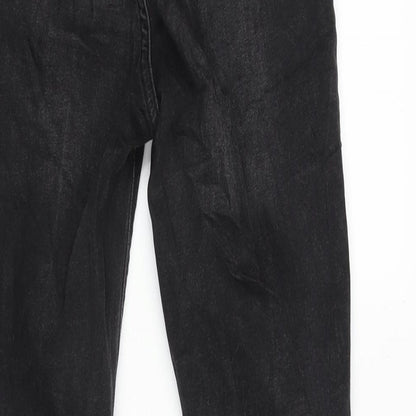 Denim & Co. Womens Grey Cotton Blend Tapered Jeans Size 8 L28 in Regular Zip