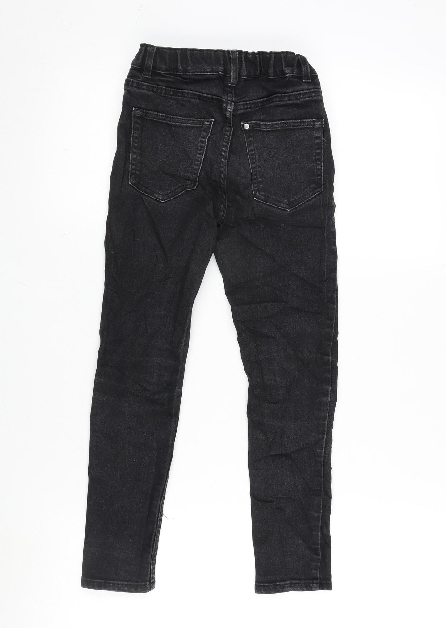 H&M Girls Grey Cotton Tapered Jeans Size 7-8 Years L20 in Regular Zip