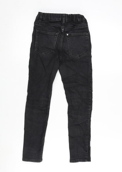 H&M Girls Grey Cotton Tapered Jeans Size 7-8 Years L20 in Regular Zip