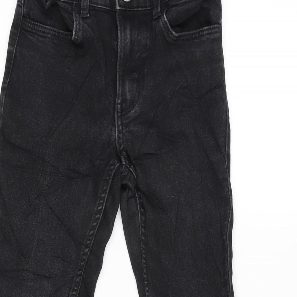 H&M Girls Grey Cotton Tapered Jeans Size 7-8 Years L20 in Regular Zip