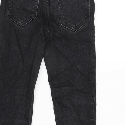 H&M Girls Grey Cotton Tapered Jeans Size 7-8 Years L20 in Regular Zip
