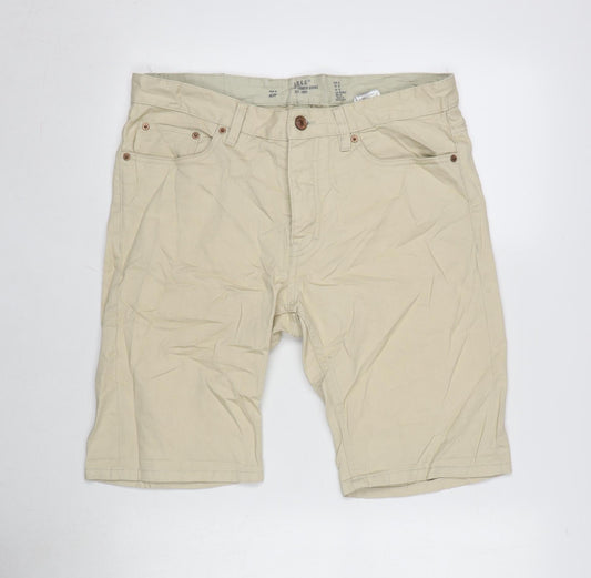 H&M Mens Beige Cotton Bermuda Shorts Size 32 in L10 in Regular Button