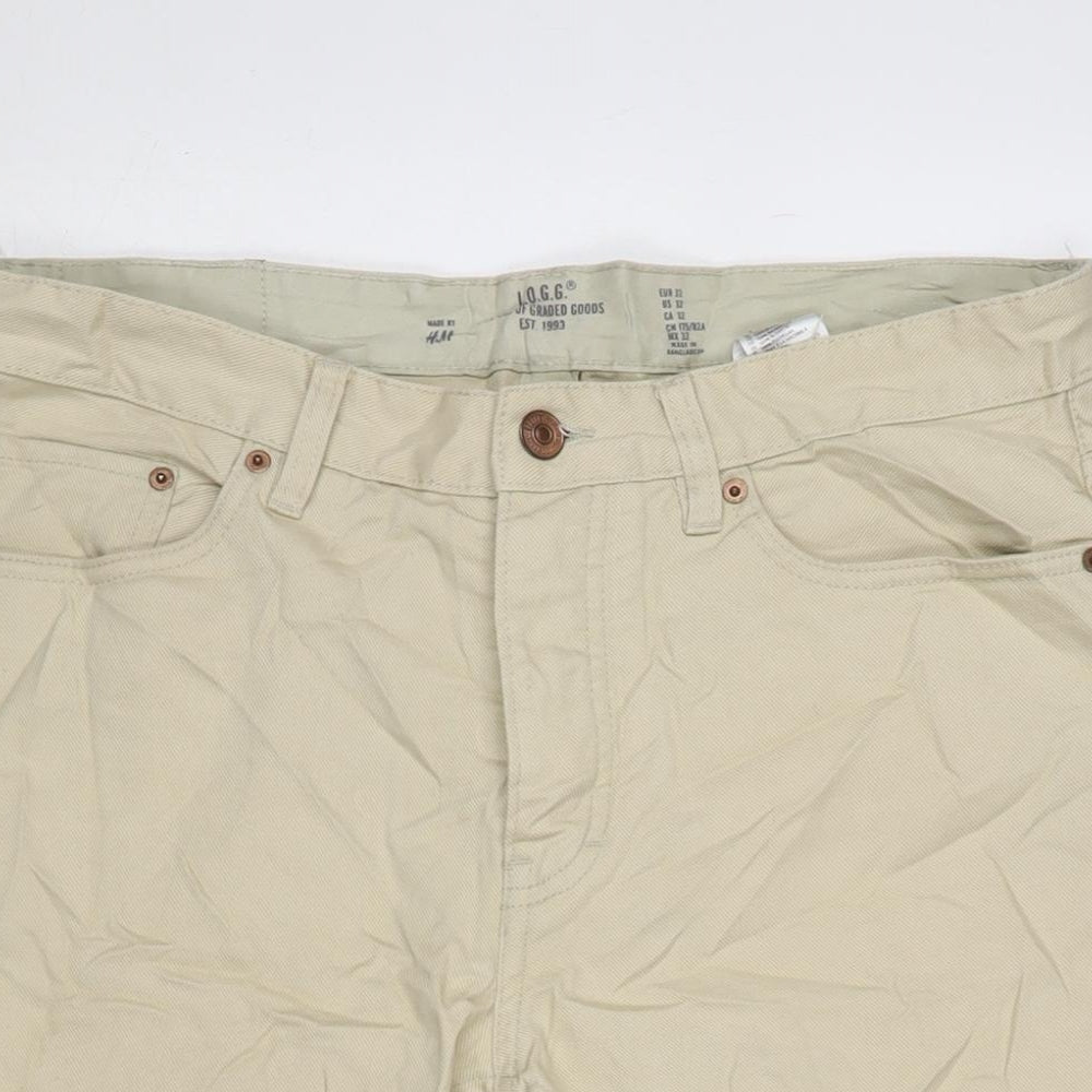 H&M Mens Beige Cotton Bermuda Shorts Size 32 in L10 in Regular Button