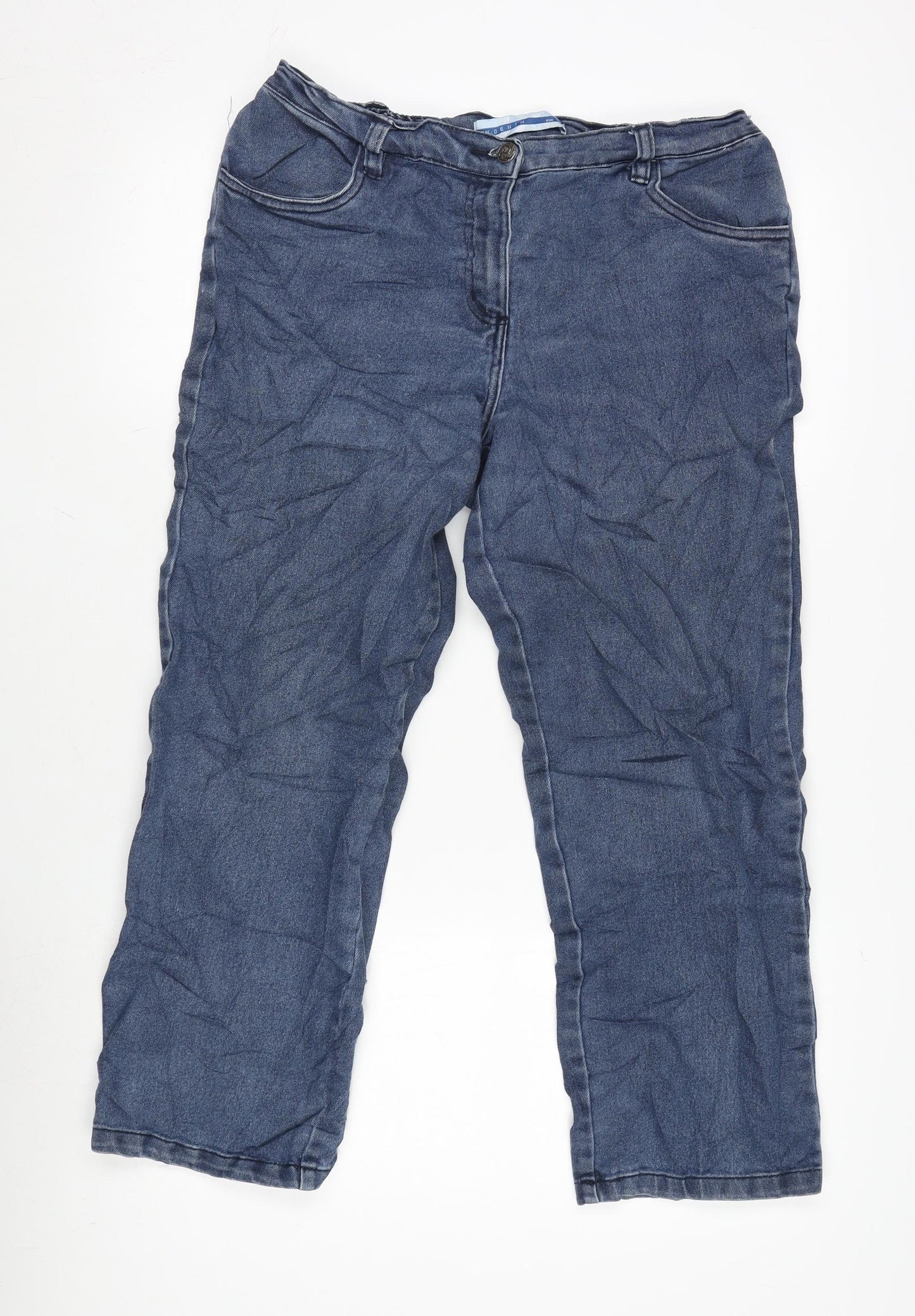 BM Denim Womens Blue Cotton Blend Cropped Jeans Size 12 L26 in Regular Zip