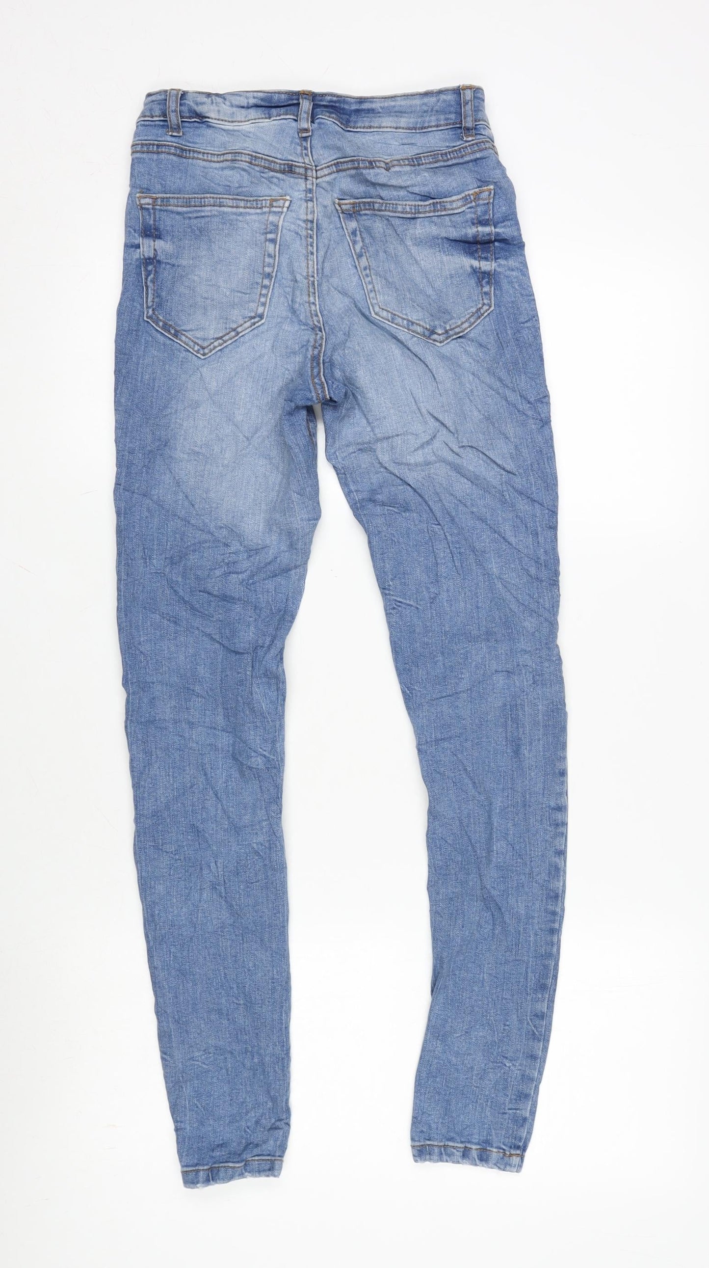 Denim & Co. Womens Blue Cotton Blend Tapered Jeans Size 6 L29 in Regular Zip