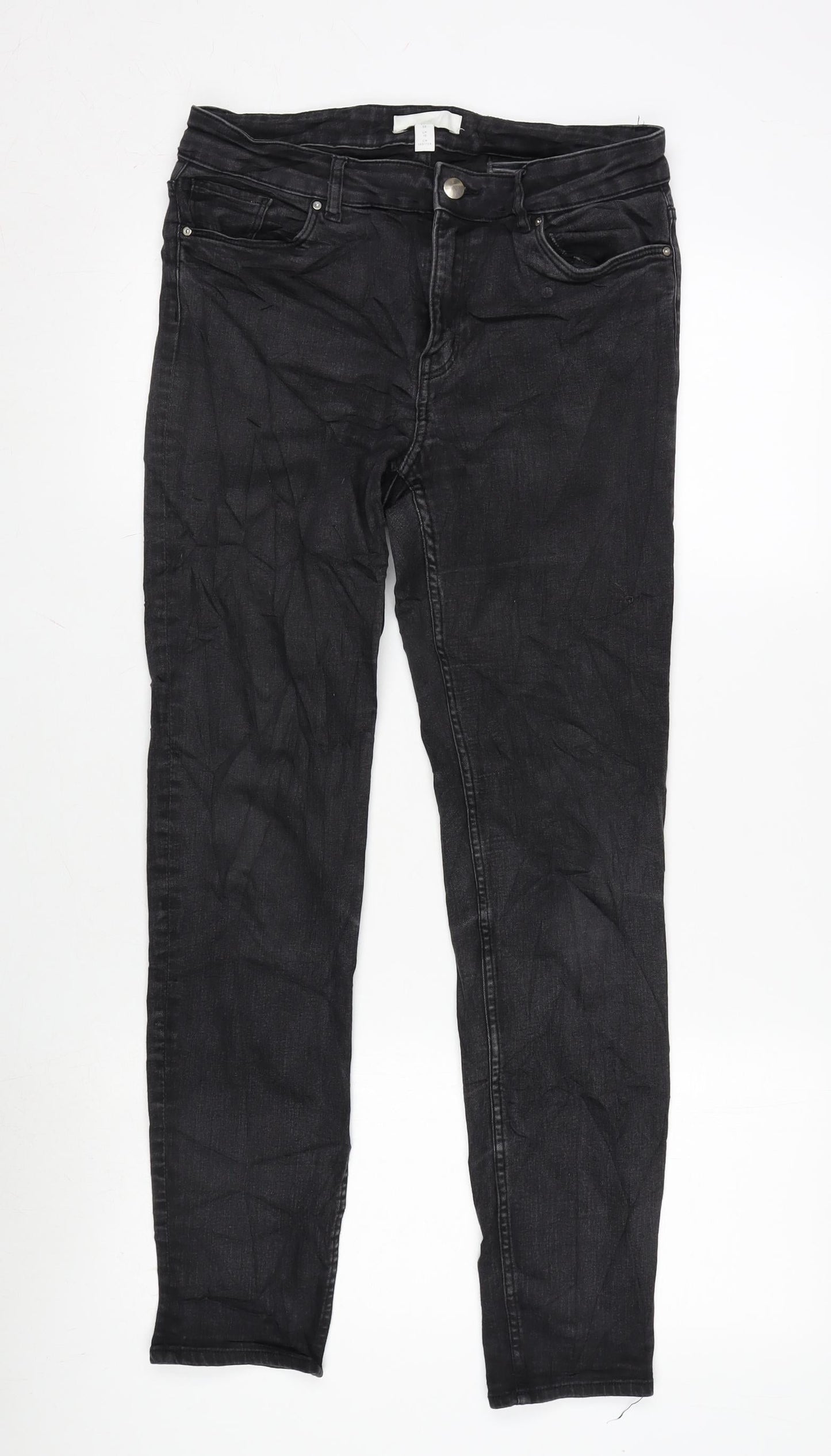 Womens UK Size 10 H&M Regular Fit Tapered Grey Jeans