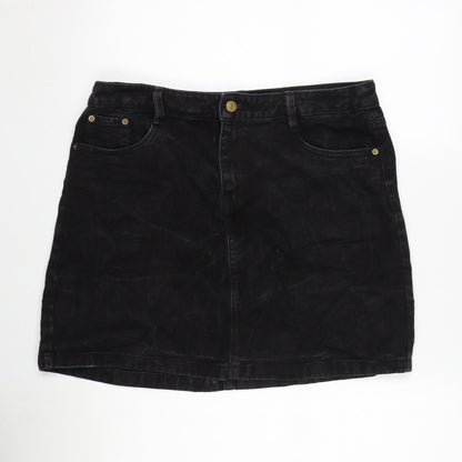 F&F Womens Grey Cotton A-Line Skirt Size 14 Zip