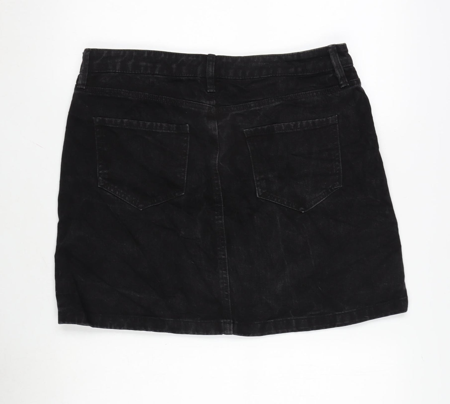 F&F Womens Grey Cotton A-Line Skirt Size 14 Zip