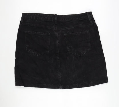 F&F Womens Grey Cotton A-Line Skirt Size 14 Zip