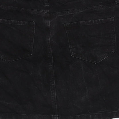 F&F Womens Grey Cotton A-Line Skirt Size 14 Zip