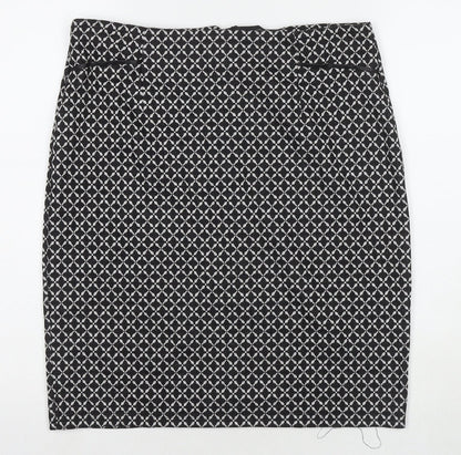 W Womens Black Check Polyester A-Line Skirt Size 32 in Zip