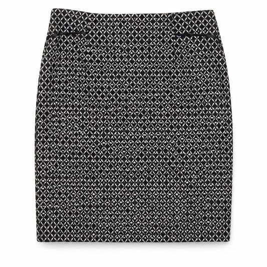 W Womens Black Check Polyester A-Line Skirt Size 32 in Zip