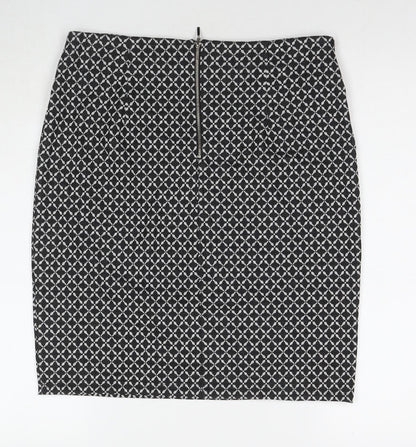 W Womens Black Check Polyester A-Line Skirt Size 32 in Zip