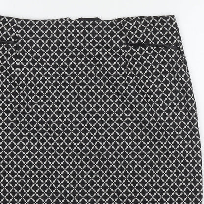 W Womens Black Check Polyester A-Line Skirt Size 32 in Zip