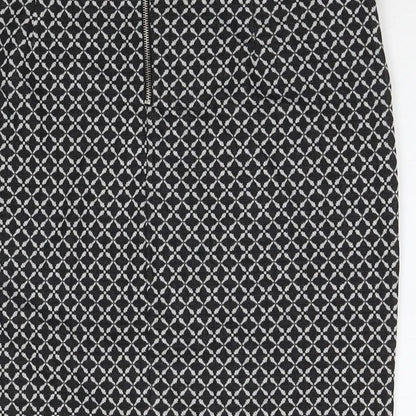 W Womens Black Check Polyester A-Line Skirt Size 32 in Zip