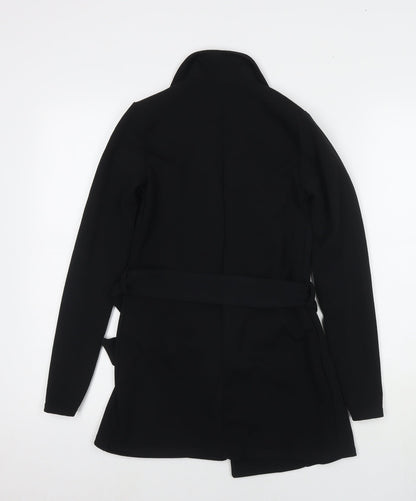 PRETTYLITTLETHING Womens Black Jacket Blazer Size 4 Tie