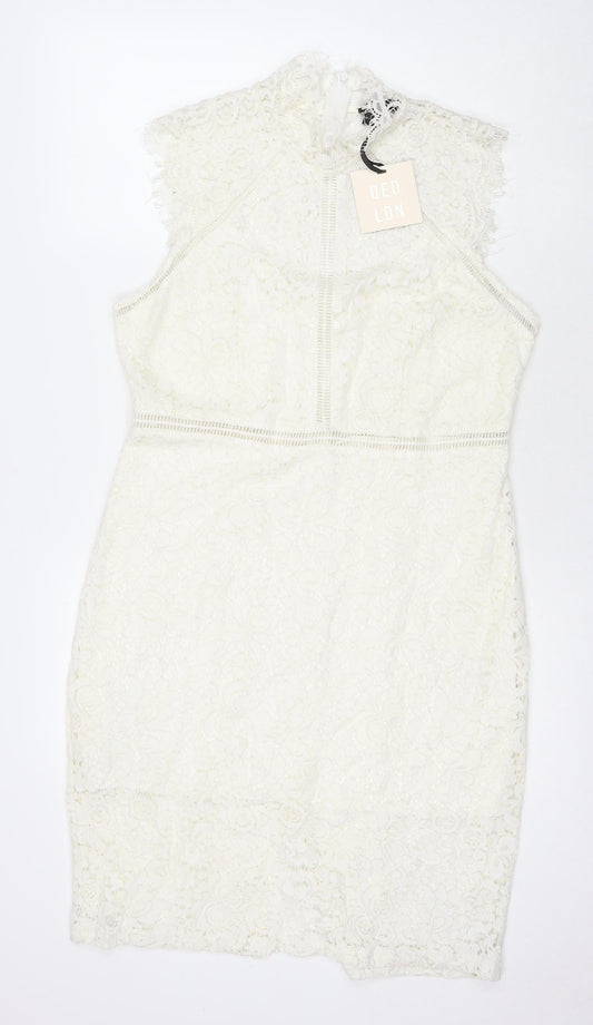 QED London Womens Ivory Polyester A-Line Size 14 Round Neck Pullover