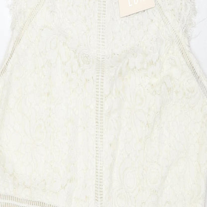 QED London Womens Ivory Polyester A-Line Size 14 Round Neck Pullover