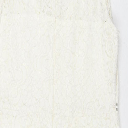 QED London Womens Ivory Polyester A-Line Size 14 Round Neck Pullover
