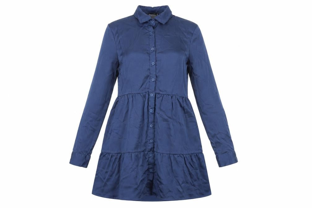 Missguided Womens Blue Polyester Shirt Dress Size 12 Collared Button