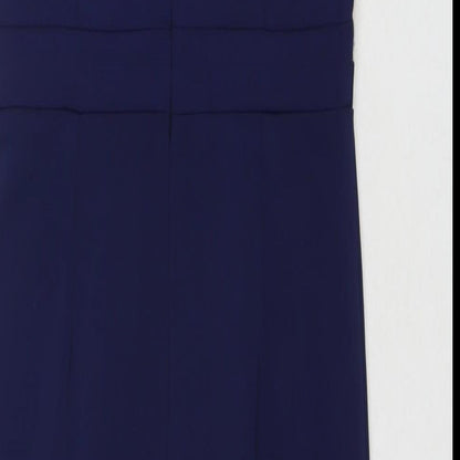 Little Mistress Womens Blue Geometric Polyester A-Line Size 8 V-Neck Zip