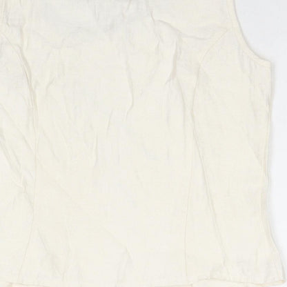 Jorli Womens White Viscose Basic Tank Size 10 Scoop Neck - Geometric Detail
