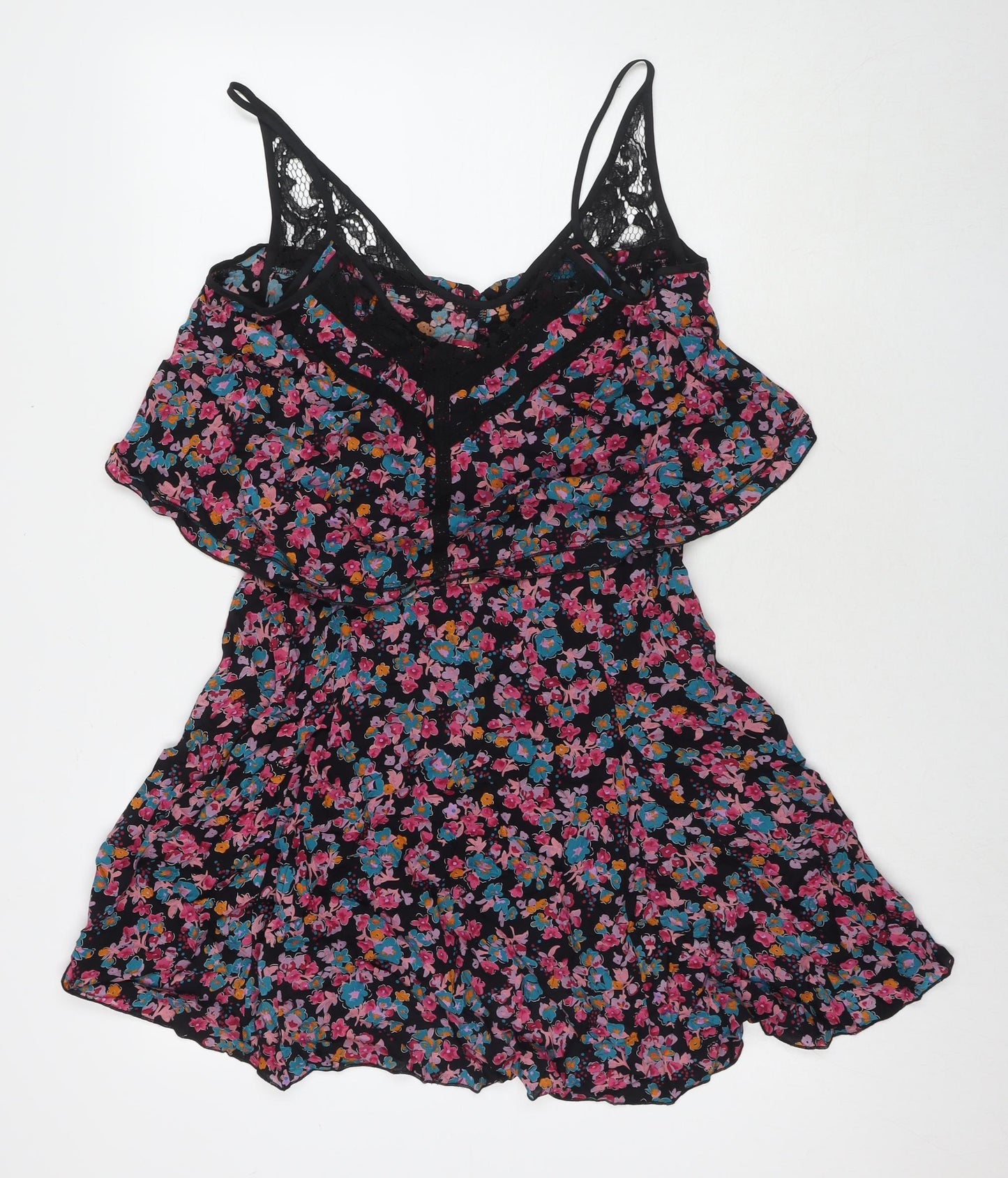 Smash Womens Multicoloured Floral Polyester Tank Dress Size L V-Neck Pullover
